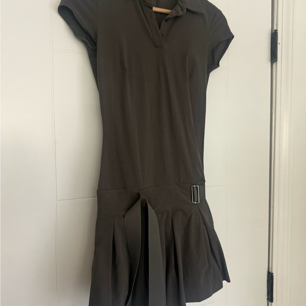 Zara army  Polo Dress with belt wore one time